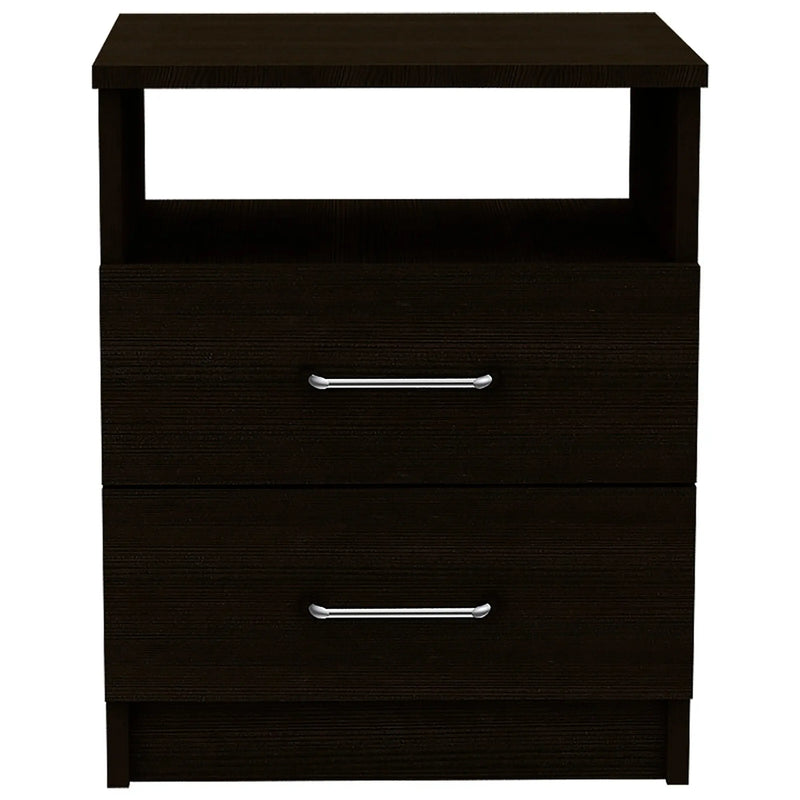 20" Black Wood Two Drawer Nightstand Homeroots Bed & Bath