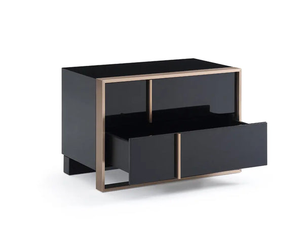 20" Black Wood Two Drawer Nightstand Homeroots Bed & Bath