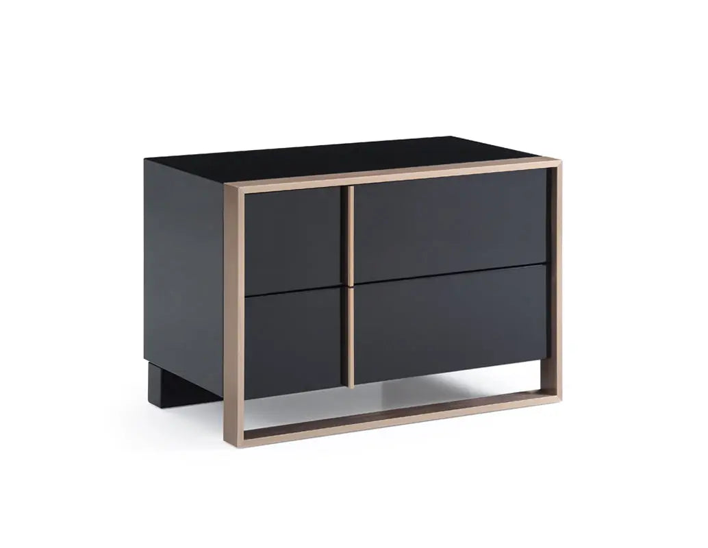 20" Black Wood Two Drawer Nightstand Homeroots Bed & Bath