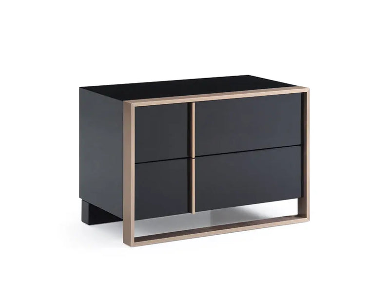 20" Black Wood Two Drawer Nightstand Homeroots Bed & Bath
