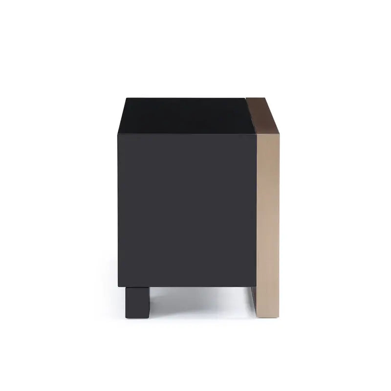 20" Black Wood Two Drawer Nightstand Homeroots Bed & Bath
