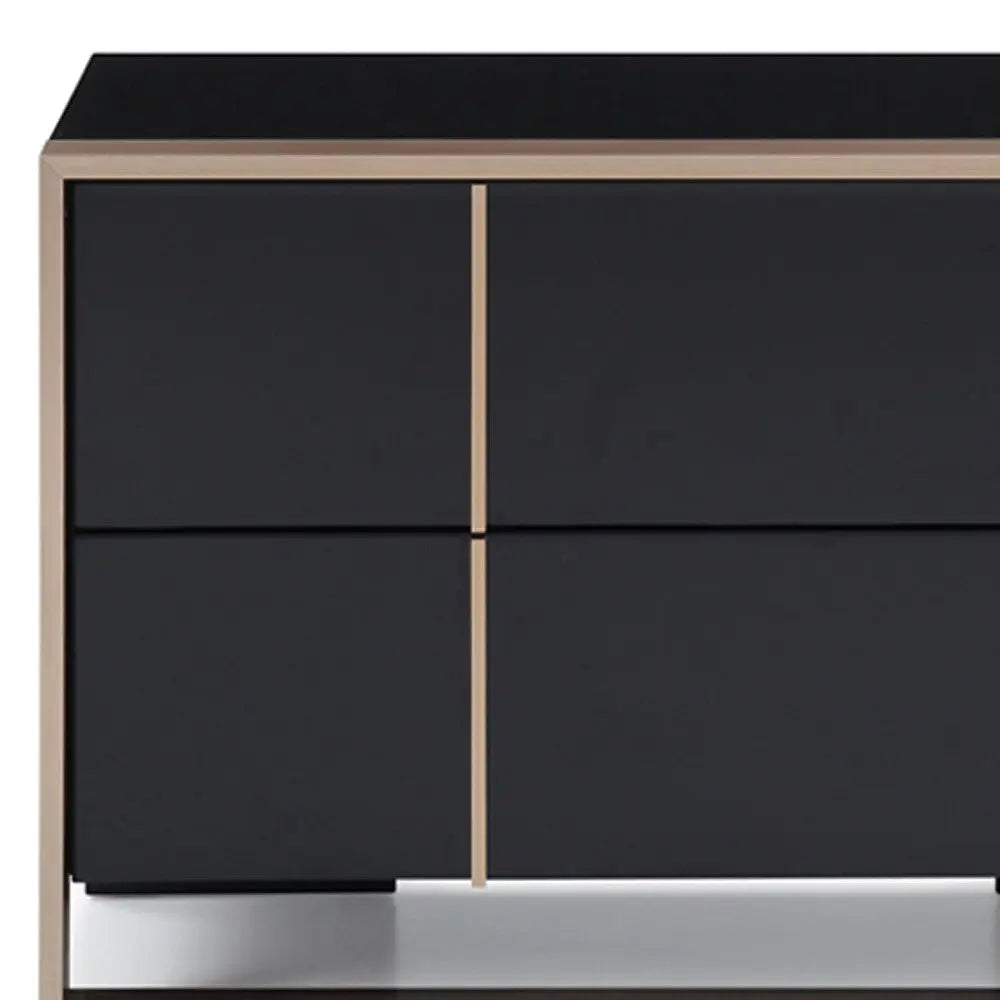 20" Black Wood Two Drawer Nightstand Homeroots Bed & Bath