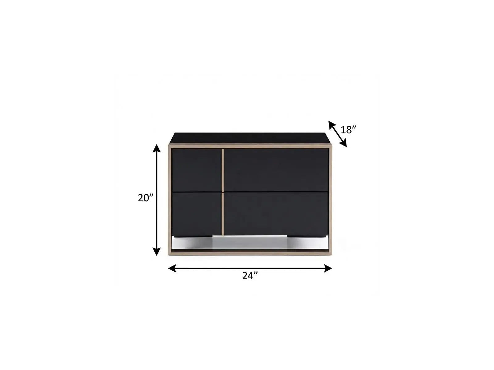 20" Black Wood Two Drawer Nightstand Homeroots Bed & Bath