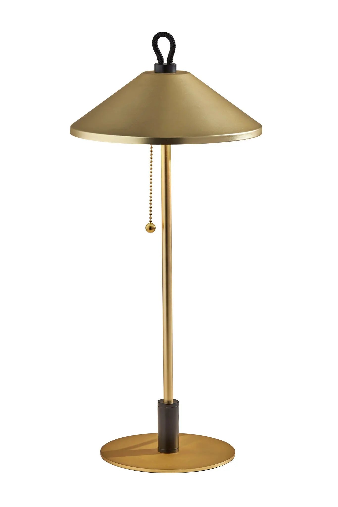 20" Black and Gold Metal Two Light Candlestick LED Table Lamp With Brass Cone Shade - GreatEagleInc