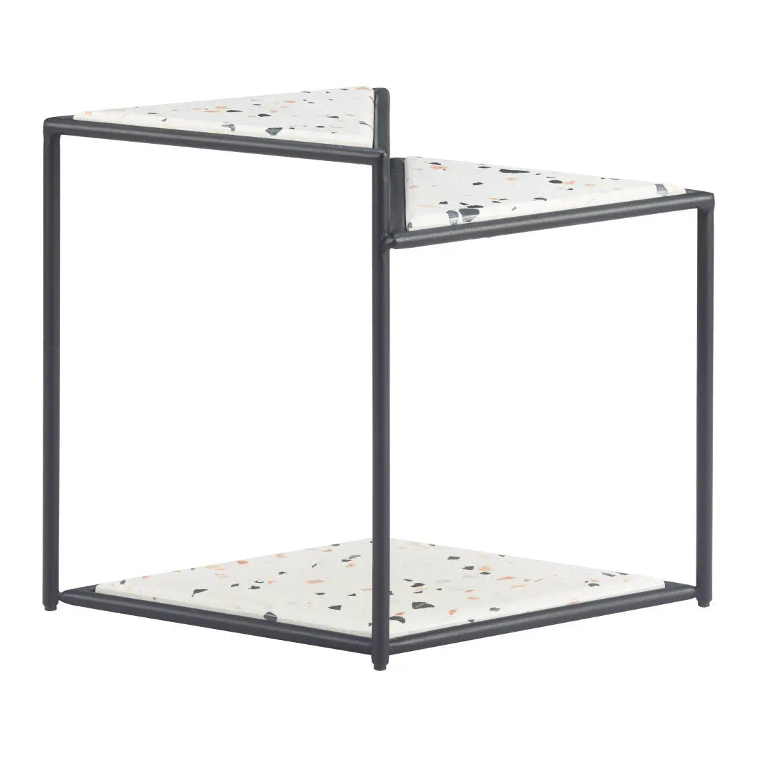 20" Black and White Wood and Steel Triangular Pedestal End Table Homeroots Living Room