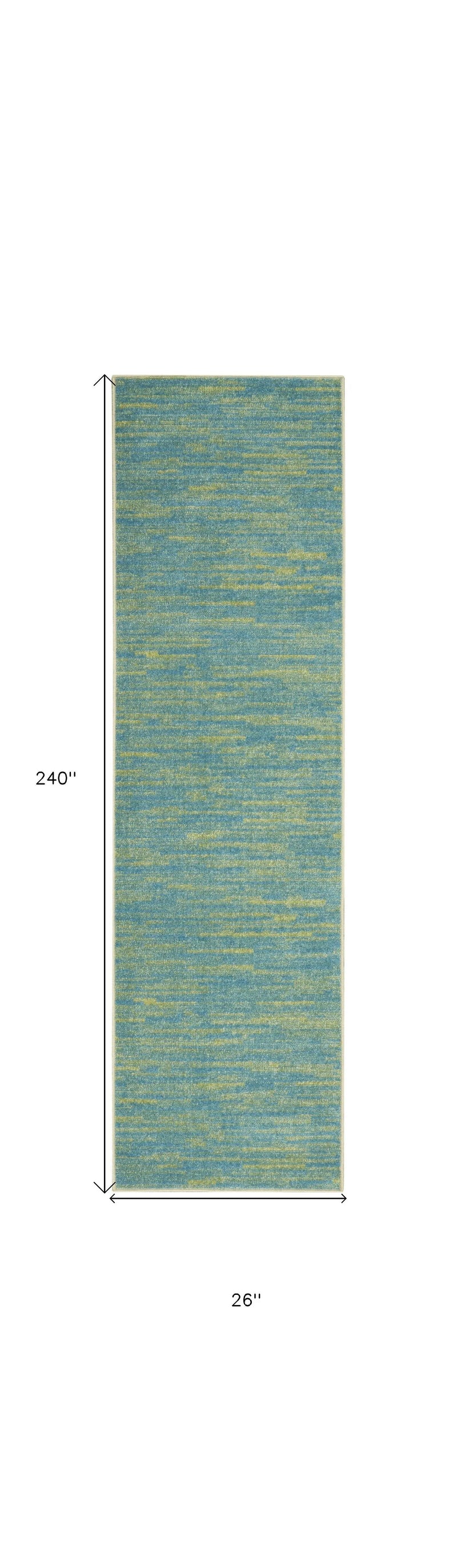 20' Blue And Green Indoor Outdoor Runner Rug Homeroots Outdoor