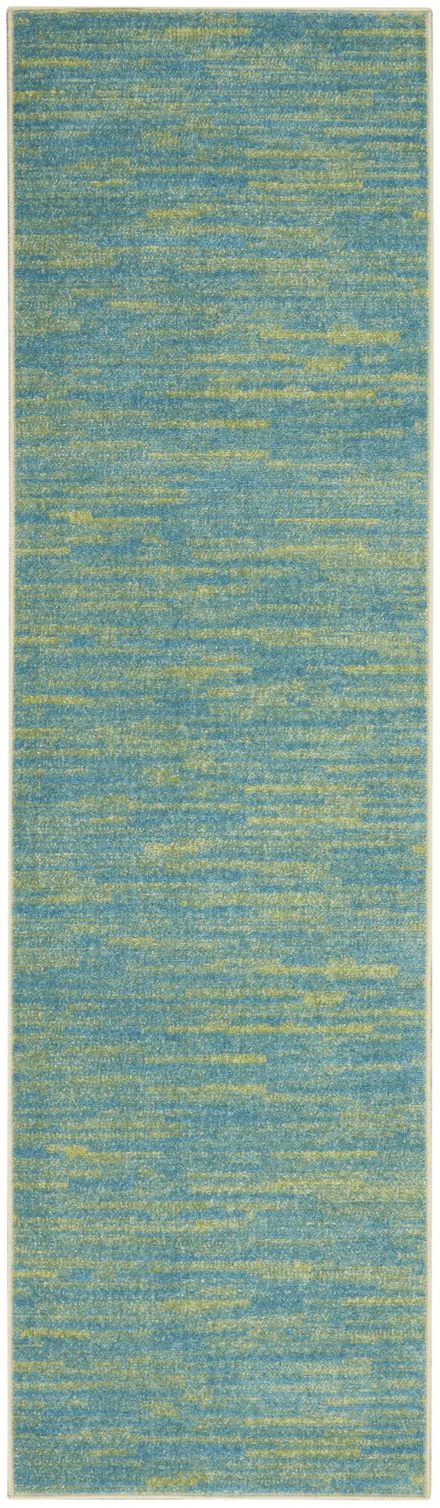 20' Blue And Green Indoor Outdoor Runner Rug Homeroots Outdoor