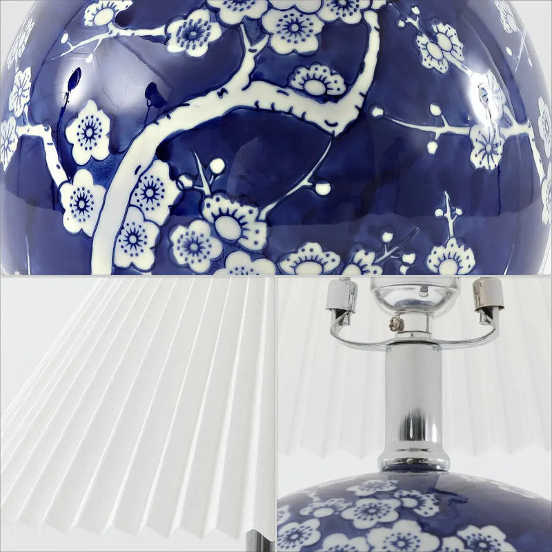 20" Blue And White Globe Table Lamp With Cone Shade Homeroots Lighting