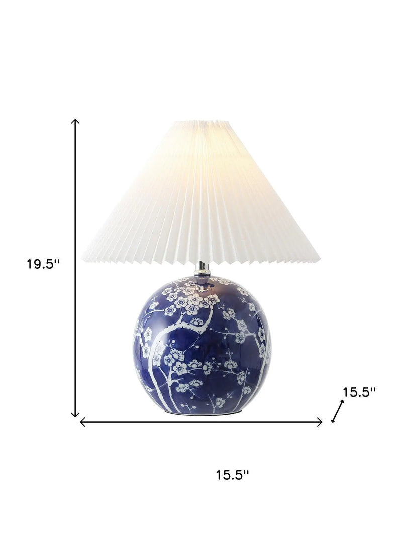 20" Blue And White Globe Table Lamp With Cone Shade Homeroots Lighting