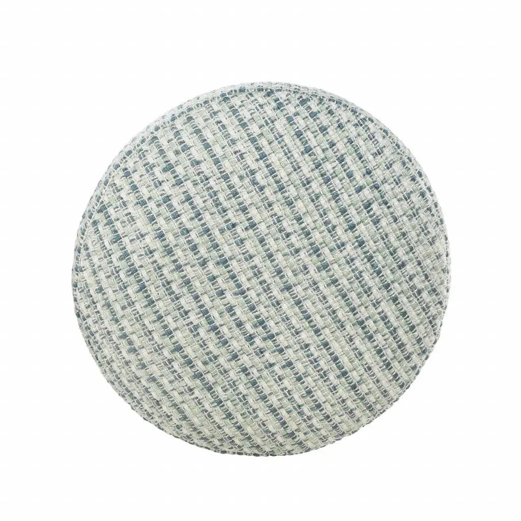 20" Blue Polyester Round Geometric Indoor Outdoor Pouf Ottoman Homeroots Outdoor