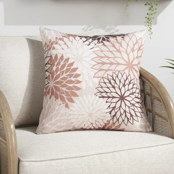 20" Brown Beige and Ivory Floral Indoor Outdoor Throw Pillow Homeroots Outdoor