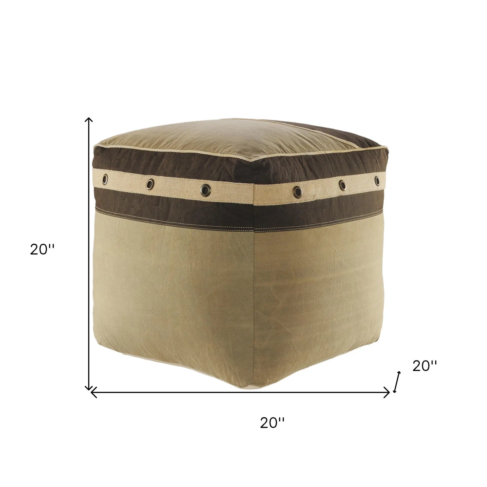 20" Brown Cotton Striped Pouf Ottoman Homeroots Living Room