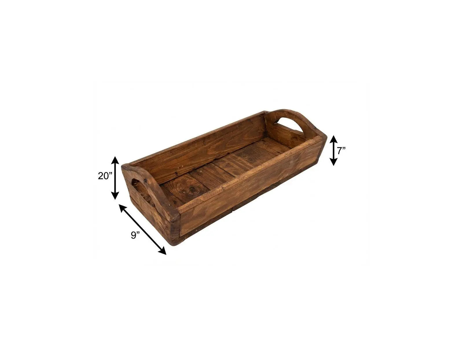 20" Brown Reclaimed Wood Handmade Serving Tray With Handles Homeroots Kitchen & Dining