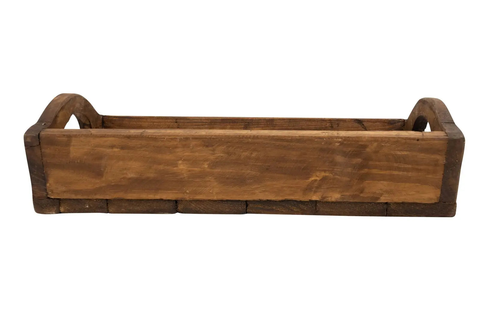20" Brown Reclaimed Wood Handmade Serving Tray With Handles Homeroots Kitchen & Dining