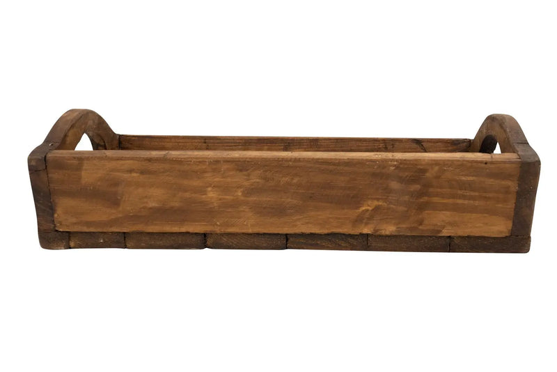 20" Brown Reclaimed Wood Handmade Serving Tray With Handles Homeroots Kitchen & Dining