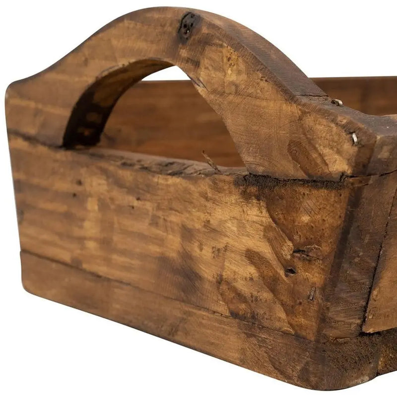 20" Brown Reclaimed Wood Handmade Serving Tray With Handles Homeroots Kitchen & Dining