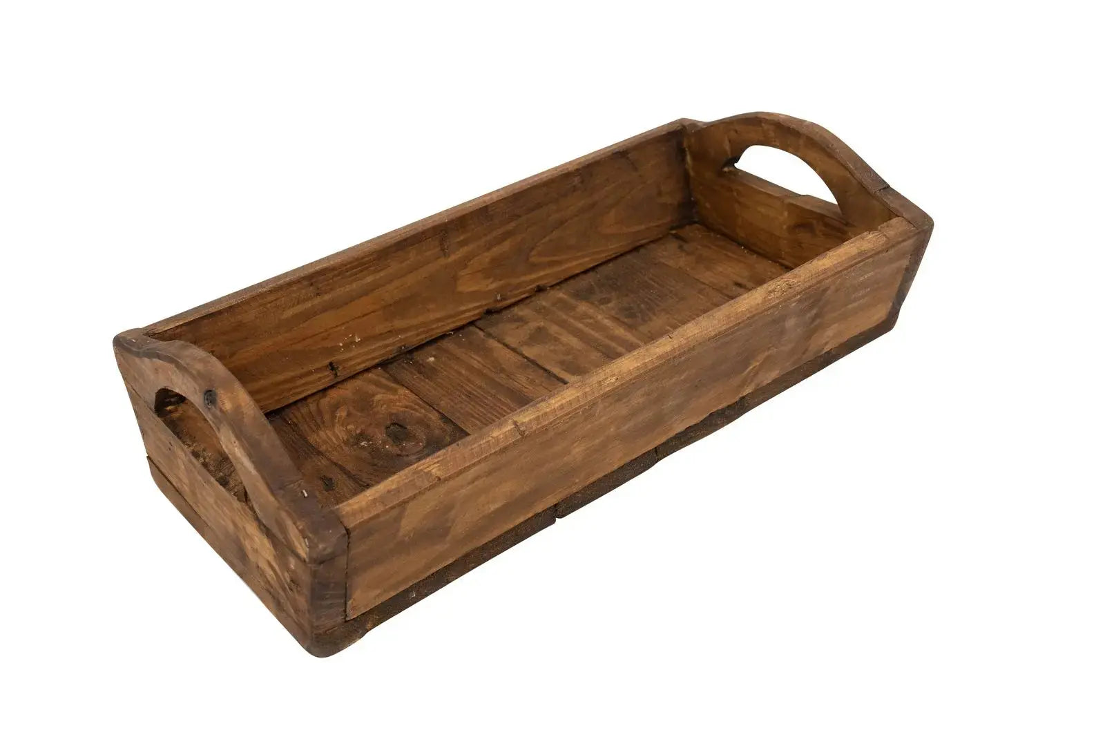 20" Brown Reclaimed Wood Handmade Serving Tray With Handles Homeroots Kitchen & Dining