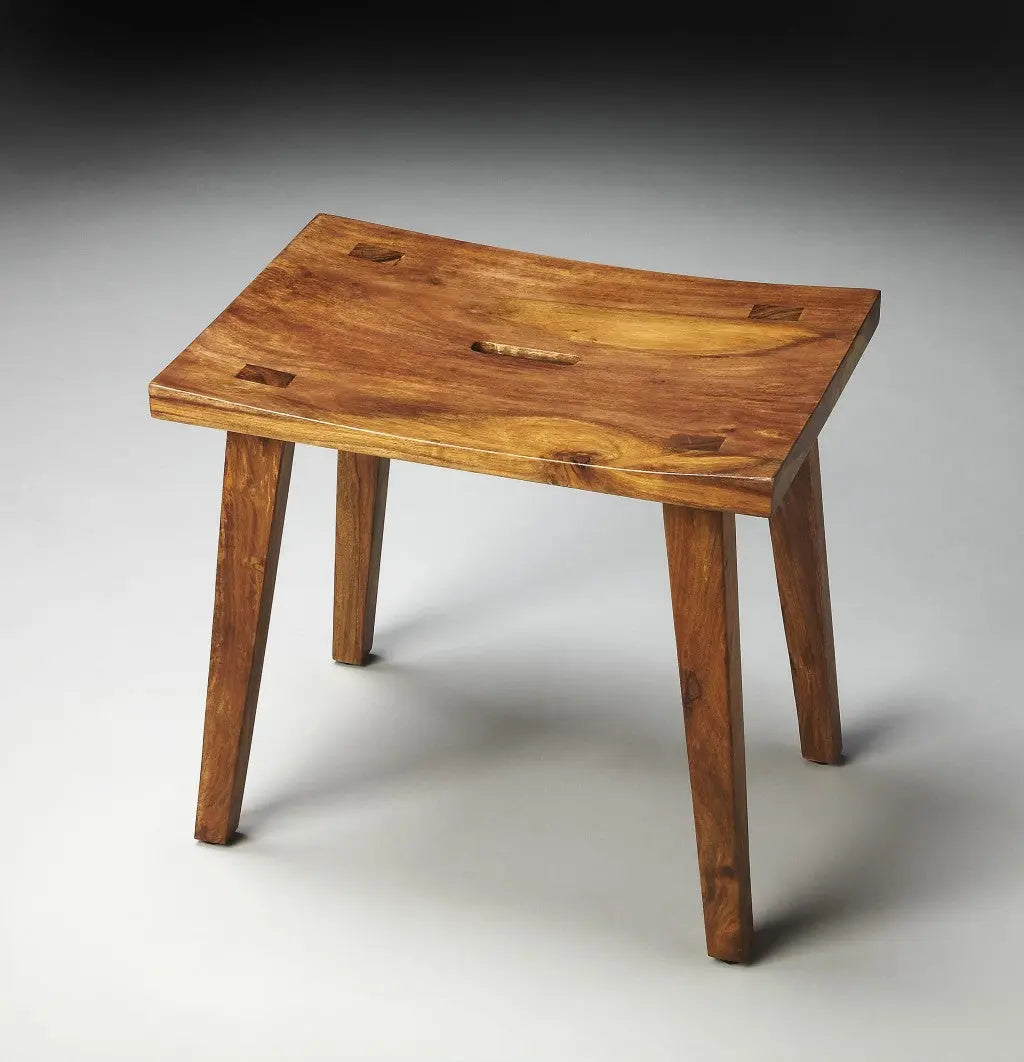 20" Brown Solid Wood Footstool Homeroots Living Room