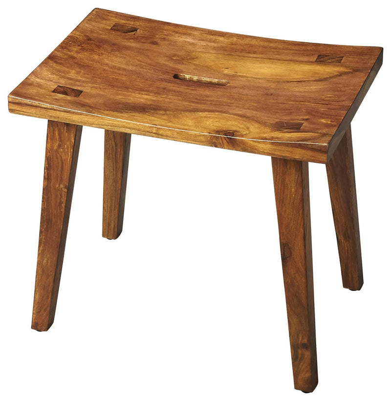 20" Brown Solid Wood Footstool Homeroots Living Room