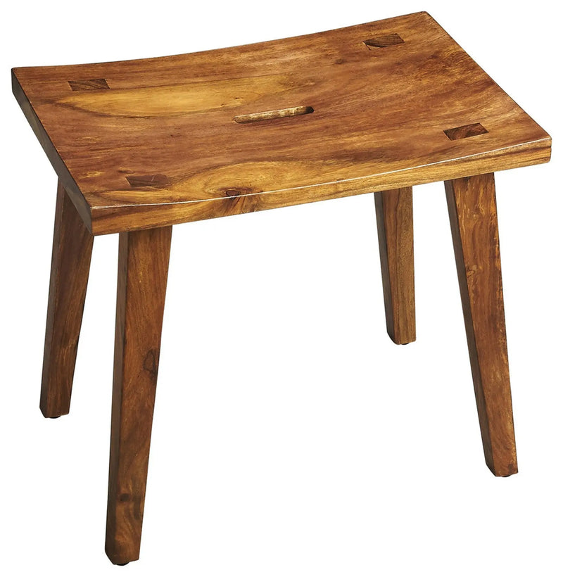 20" Brown Solid Wood Footstool Homeroots Living Room
