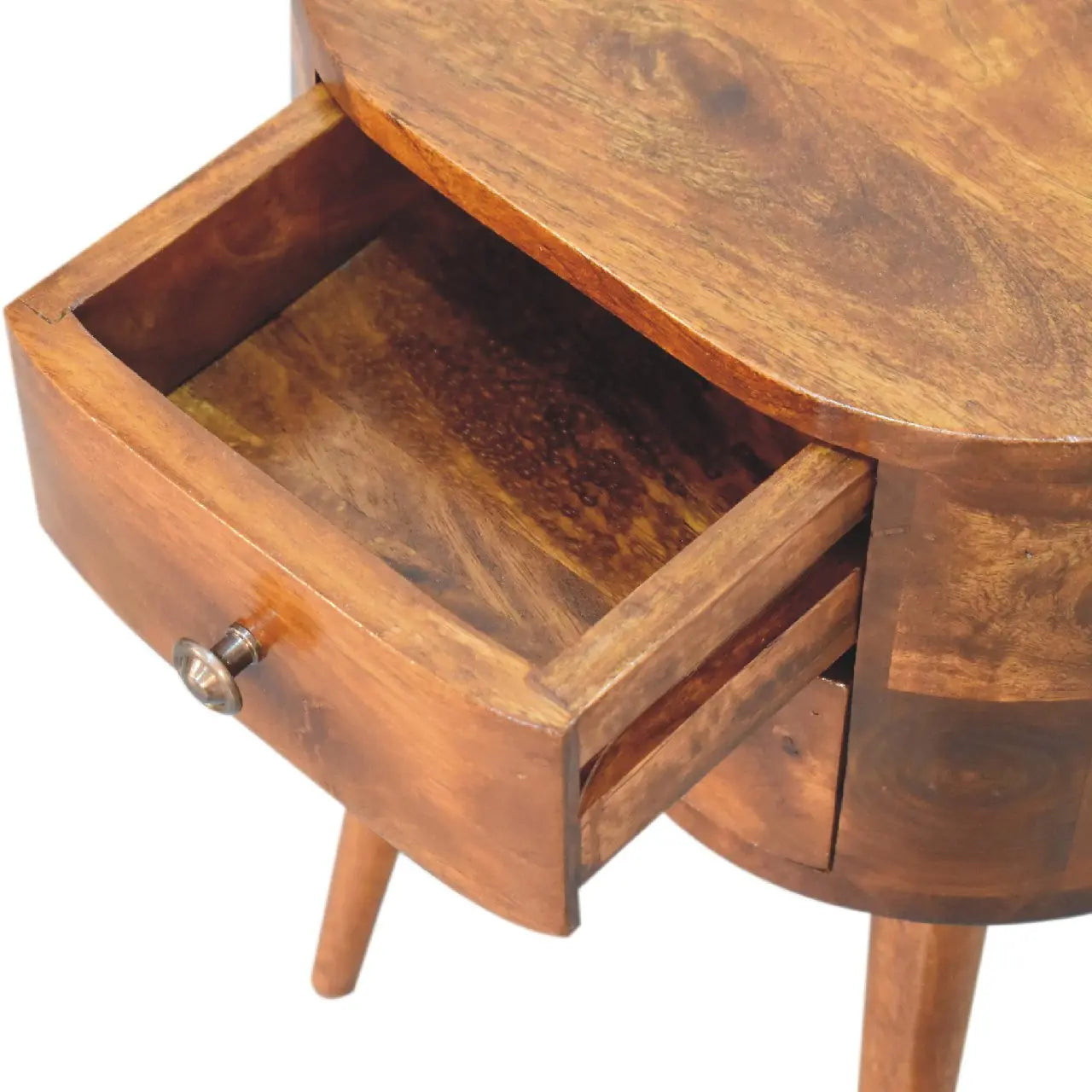 20" Brown Solid Wood Oval Distressed Two Drawer Nightstand Homeroots Bed & Bath