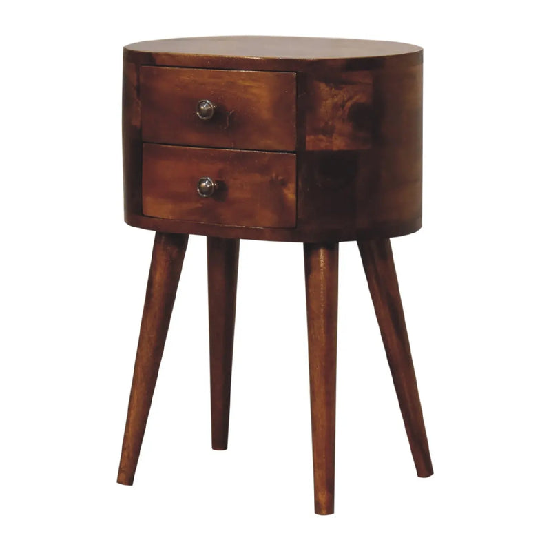 20" Brown Solid Wood Oval Distressed Two Drawer Nightstand Homeroots Bed & Bath