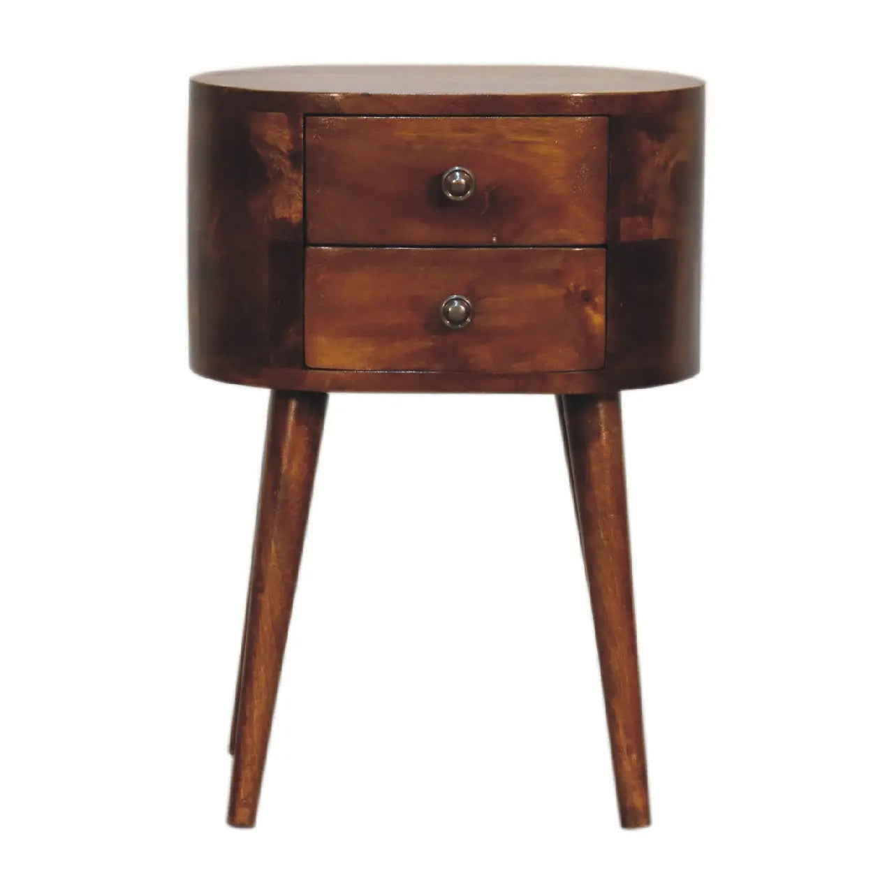 20" Brown Solid Wood Oval Distressed Two Drawer Nightstand Homeroots Bed & Bath