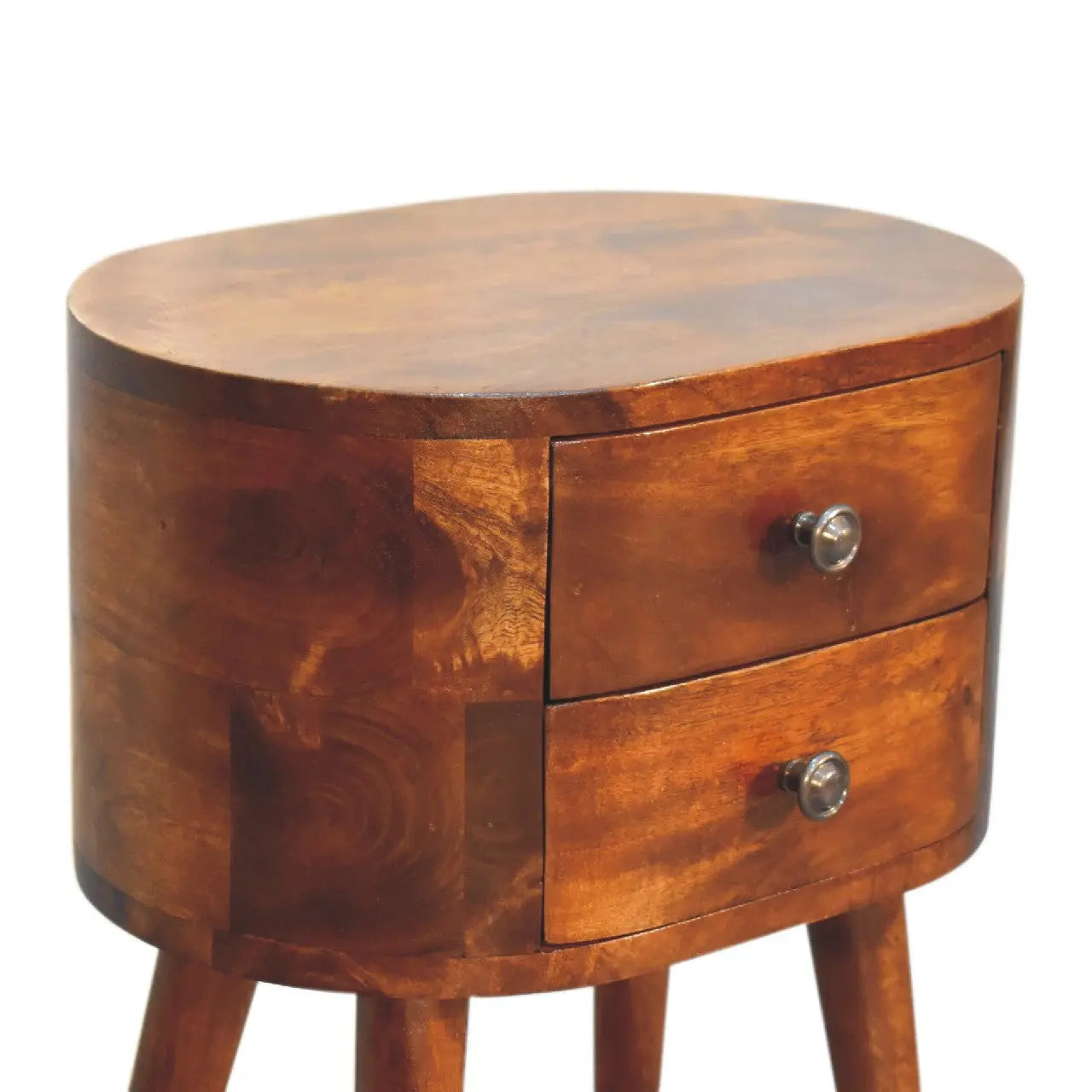20" Brown Solid Wood Oval Distressed Two Drawer Nightstand Homeroots Bed & Bath
