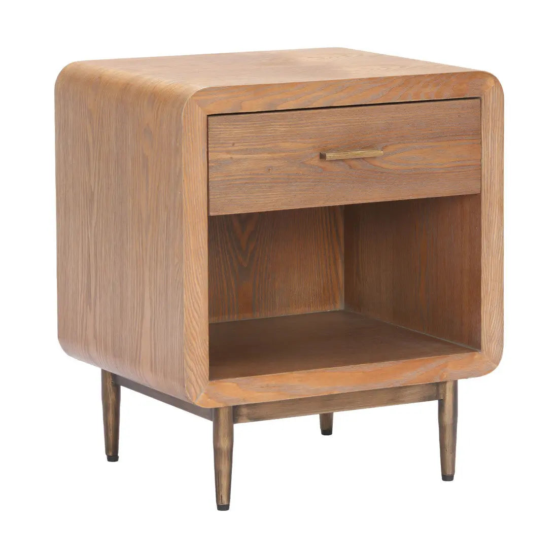 20" Brown Wood Free Form Pedestal End Table With Drawer Homeroots Living Room