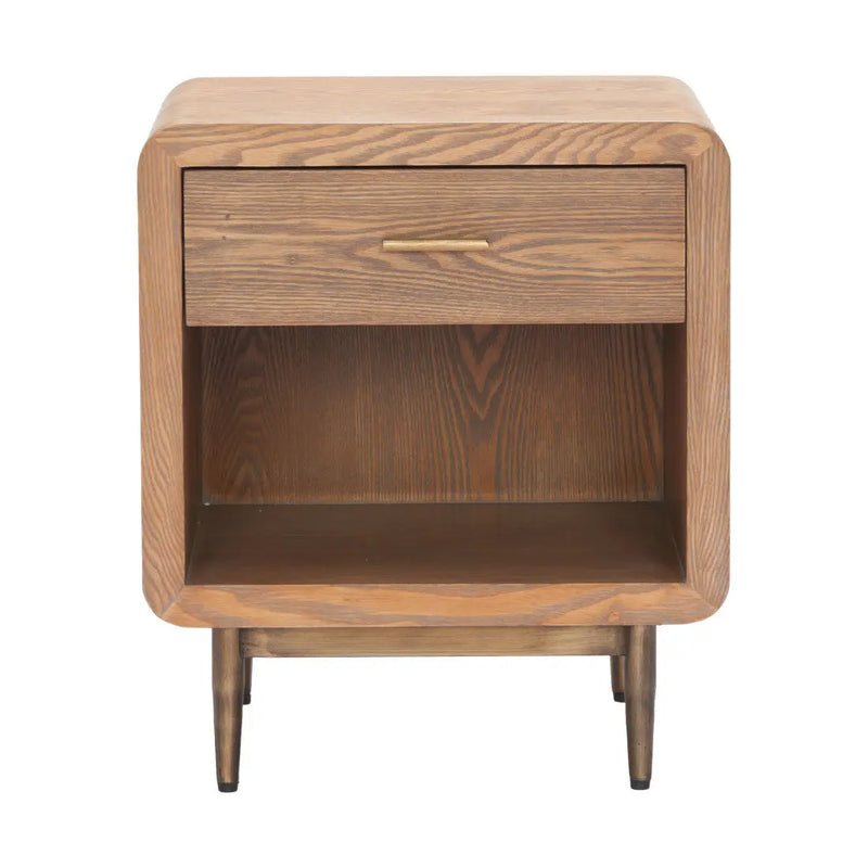 20" Brown Wood Free Form Pedestal End Table With Drawer Homeroots Living Room