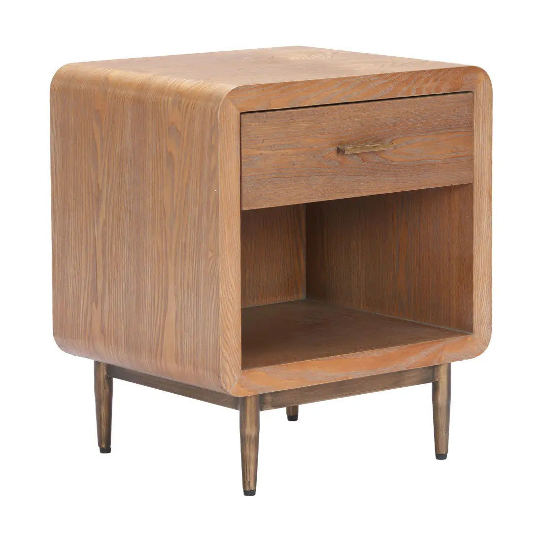 20" Brown Wood Free Form Pedestal End Table With Drawer Homeroots Living Room