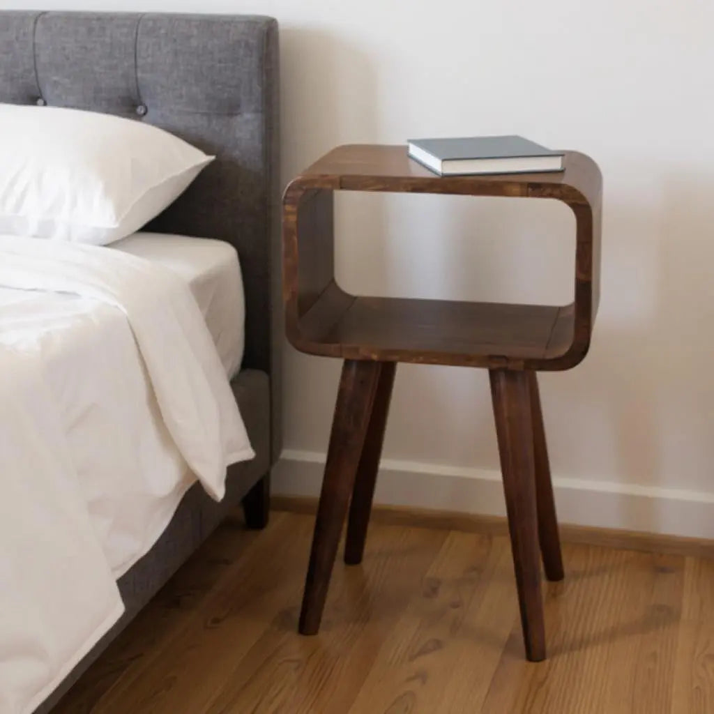 20" Chestnut Solid Wood Open Nightstand Homeroots Bed & Bath