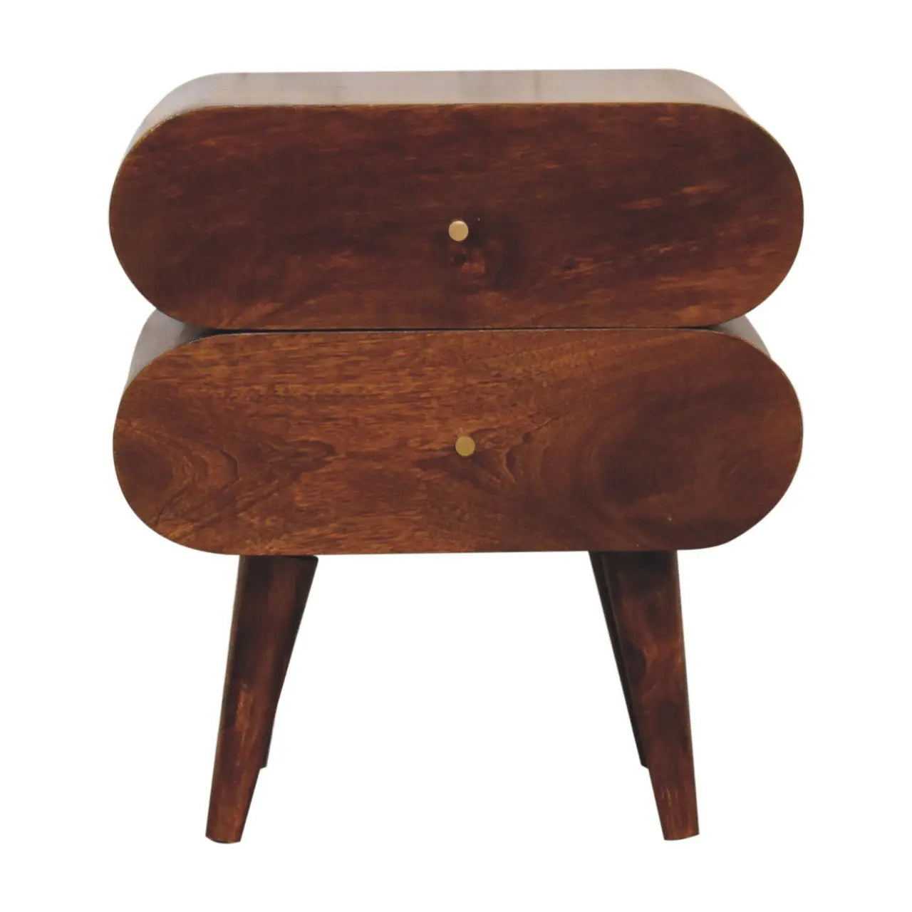 20" Chestnut Solid Wood Two Drawer Nightstand Homeroots Bed & Bath