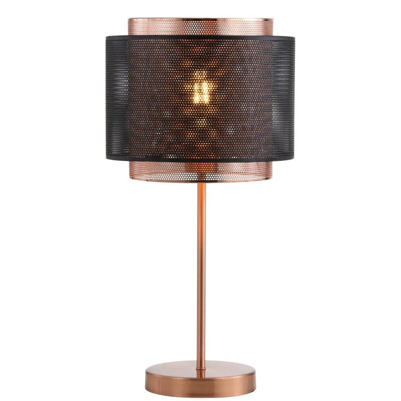 20" Copper Table Lamp With Cylinder Shade Homeroots Lighting