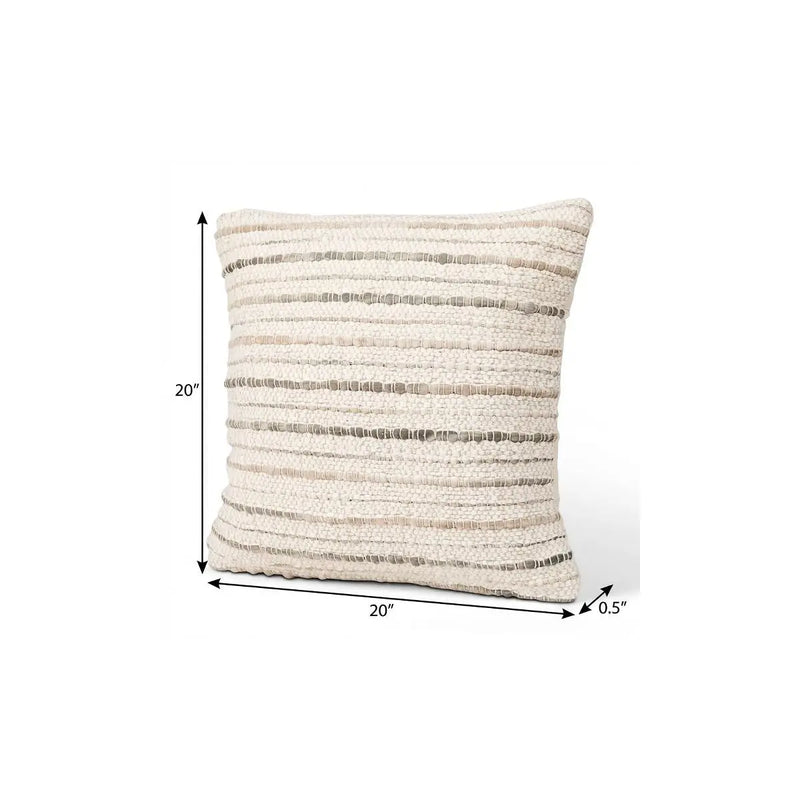 20" Cream And Beige Striped Cotton Blend Throw Pillow Cover Homeroots Home Decor