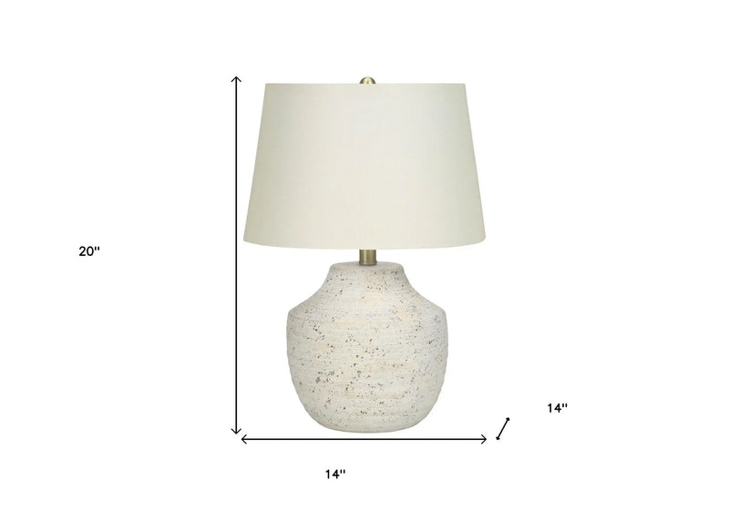 20" Cream Concrete Urn Table Lamp With Cream Empire Shade Homeroots Lighting