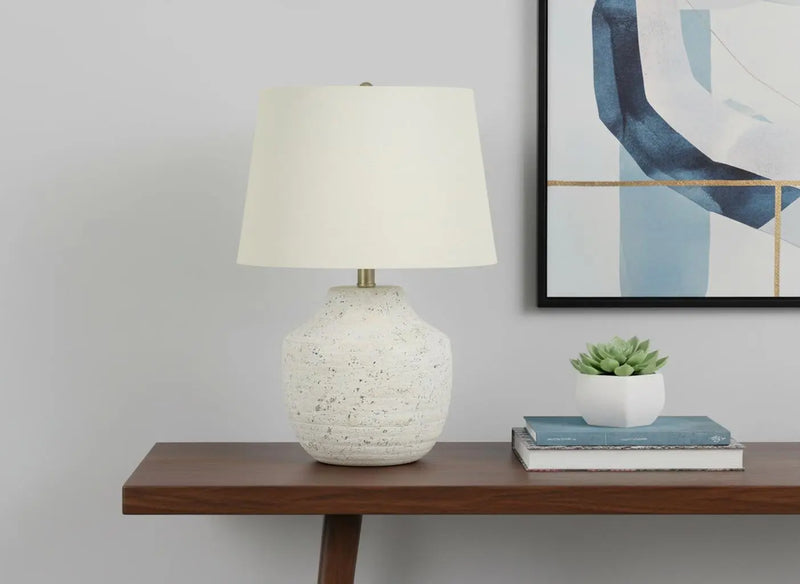 20" Cream Concrete Urn Table Lamp With Cream Empire Shade Homeroots Lighting
