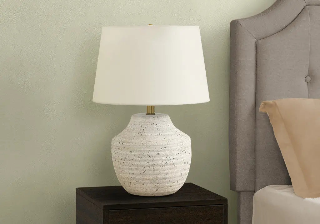 20" Cream Concrete Urn Table Lamp With Cream Empire Shade Homeroots Lighting