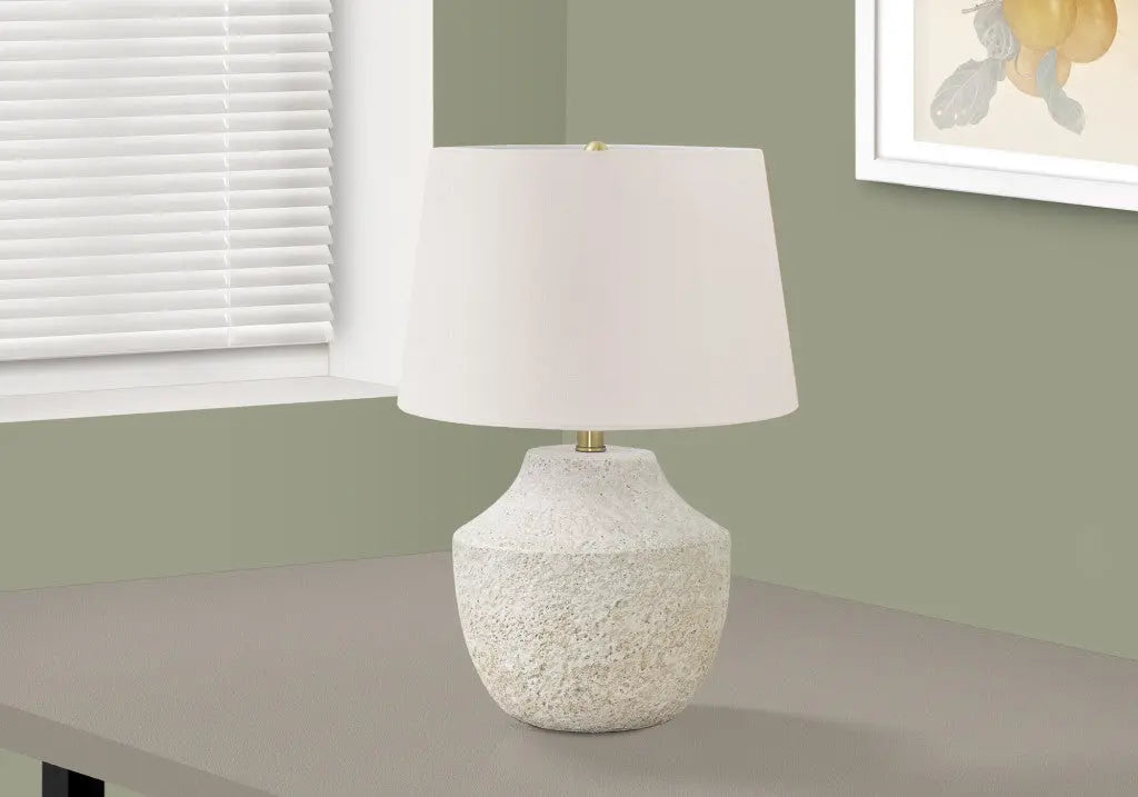 20" Cream Concrete Urn Table Lamp With Cream Empire Shade Homeroots Lighting