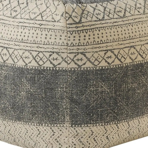 20" Cream Cotton Tribal Pouf Ottoman Homeroots Living Room