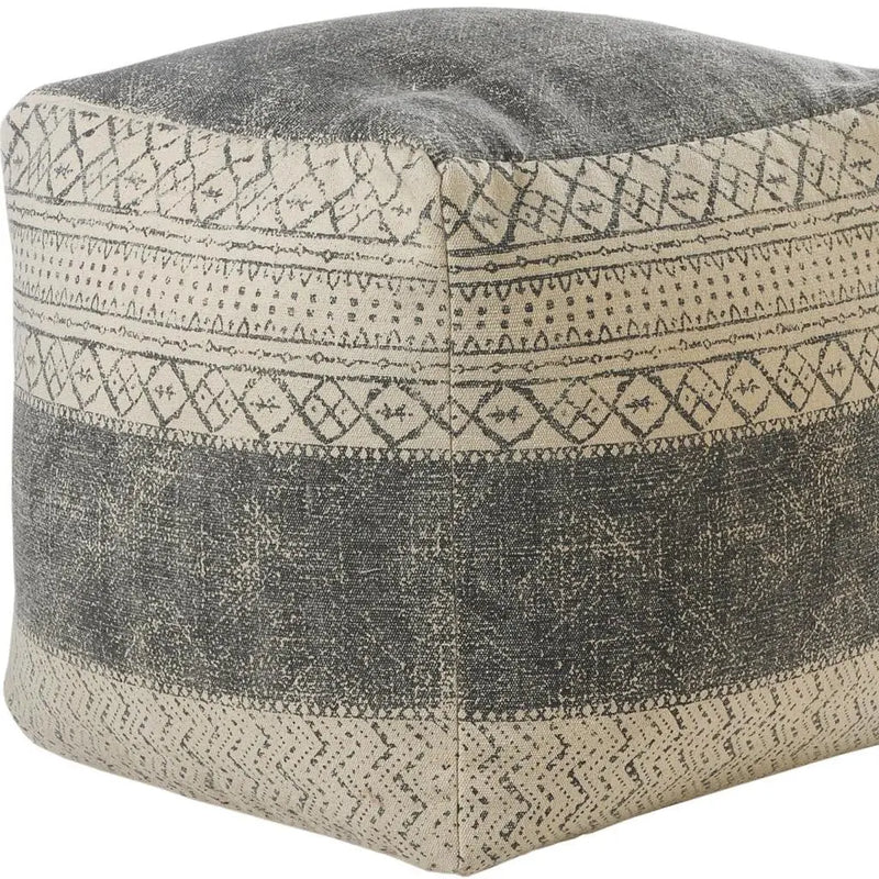 20" Cream Cotton Tribal Pouf Ottoman Homeroots Living Room