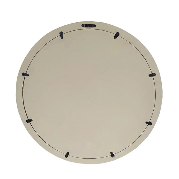 20" Cream Round Wood Framed Accent Mirror Homeroots Bed & Bath