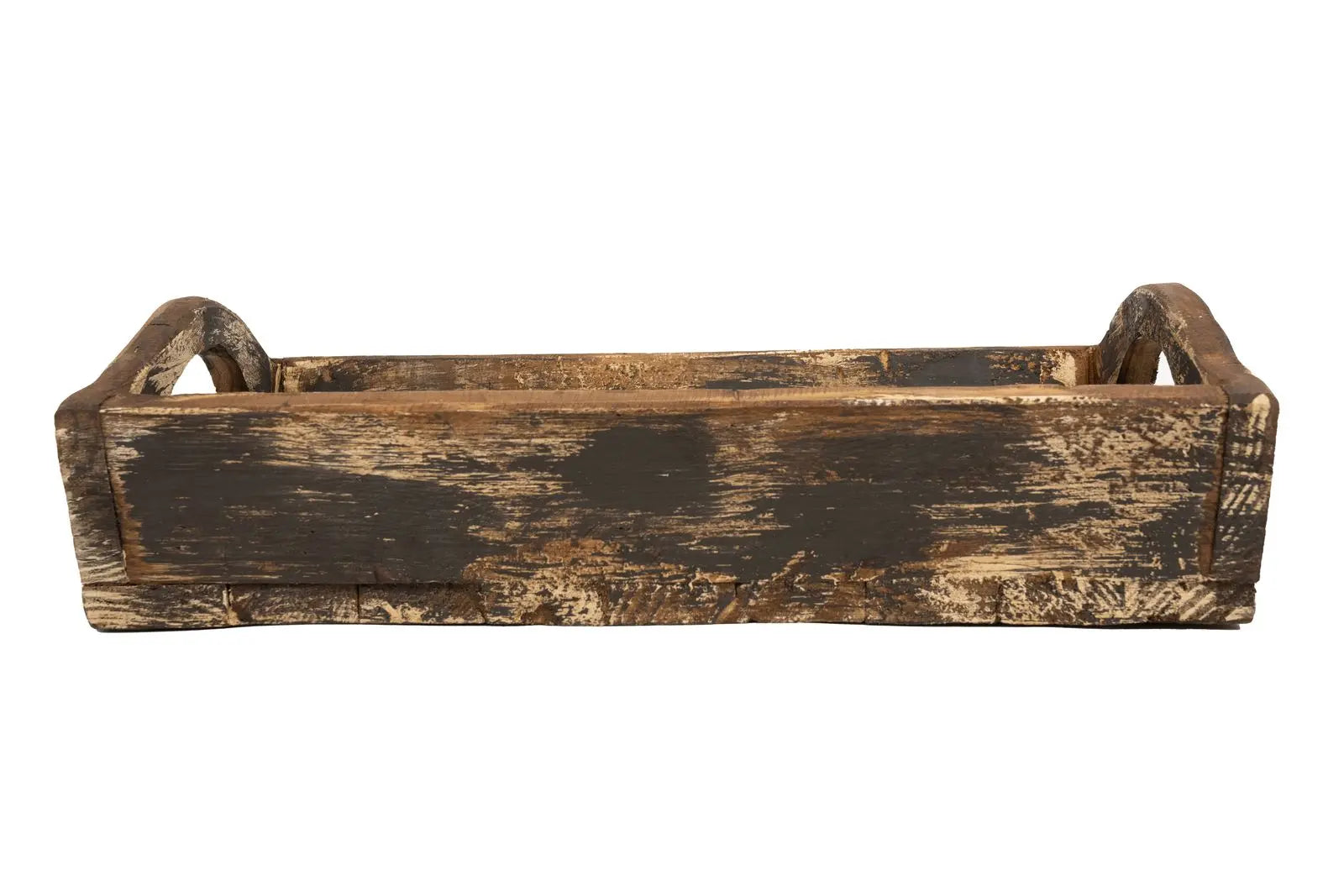 20" Dark Brown Reclaimed Wood Handmade Serving Tray With Handles Homeroots Kitchen & Dining