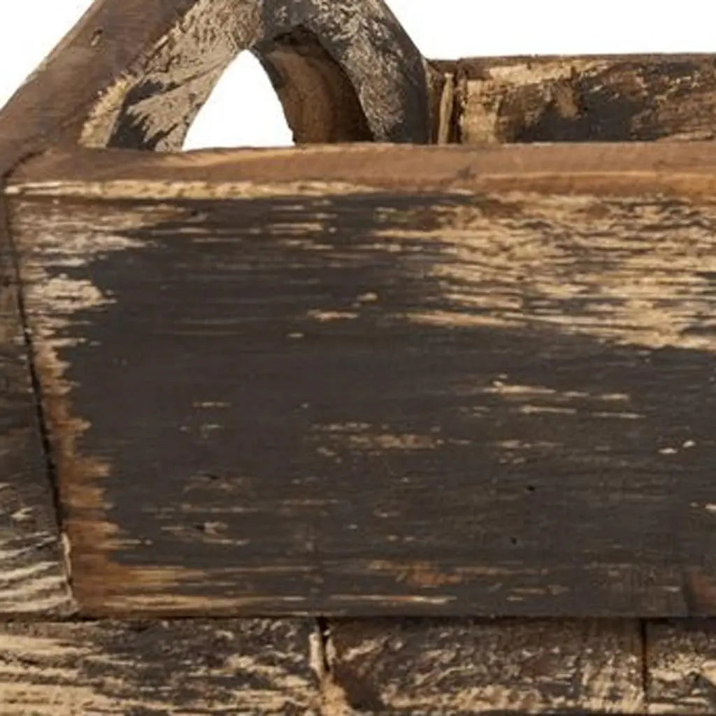 20" Dark Brown Reclaimed Wood Handmade Serving Tray With Handles Homeroots Kitchen & Dining