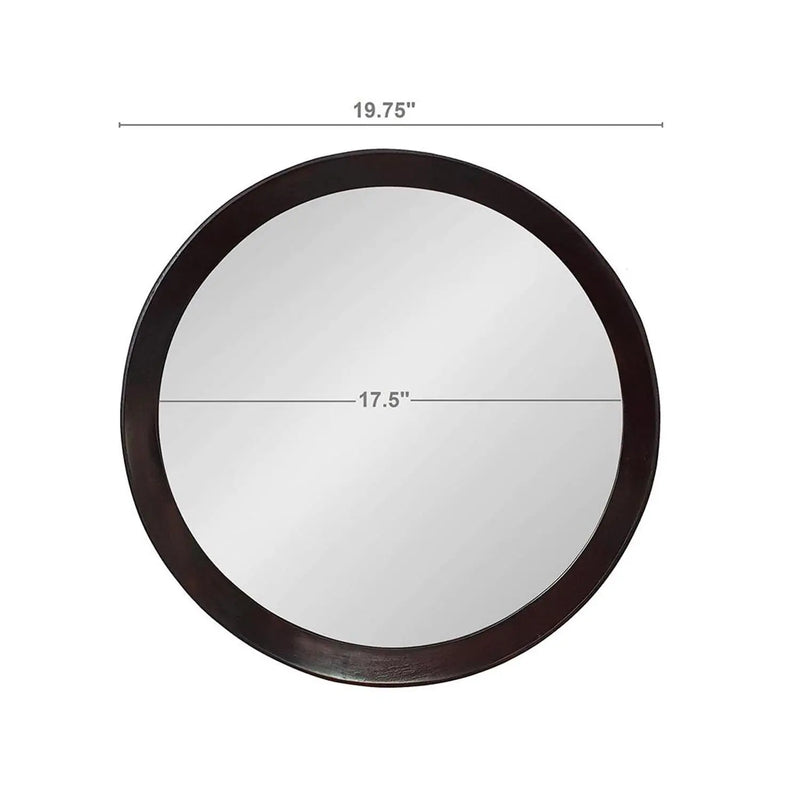 20" Dark Brown Round Wood Framed Accent Mirror Homeroots Bed & Bath