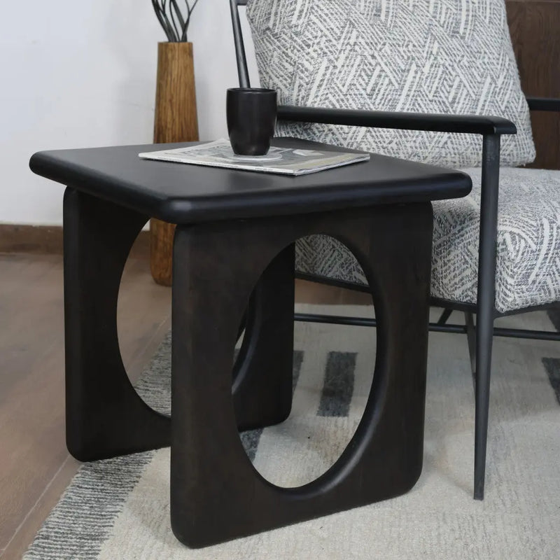 20" Espresso Solid Wood Square Frame End Table Homeroots Living Room