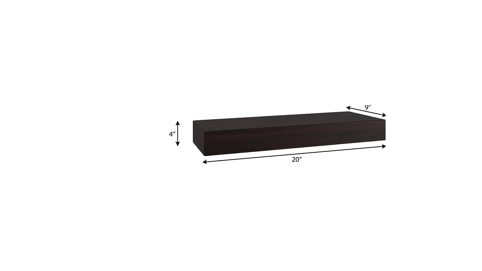 20" Espresso Wood Wall Mounted Floating Shelf Homeroots Organization
