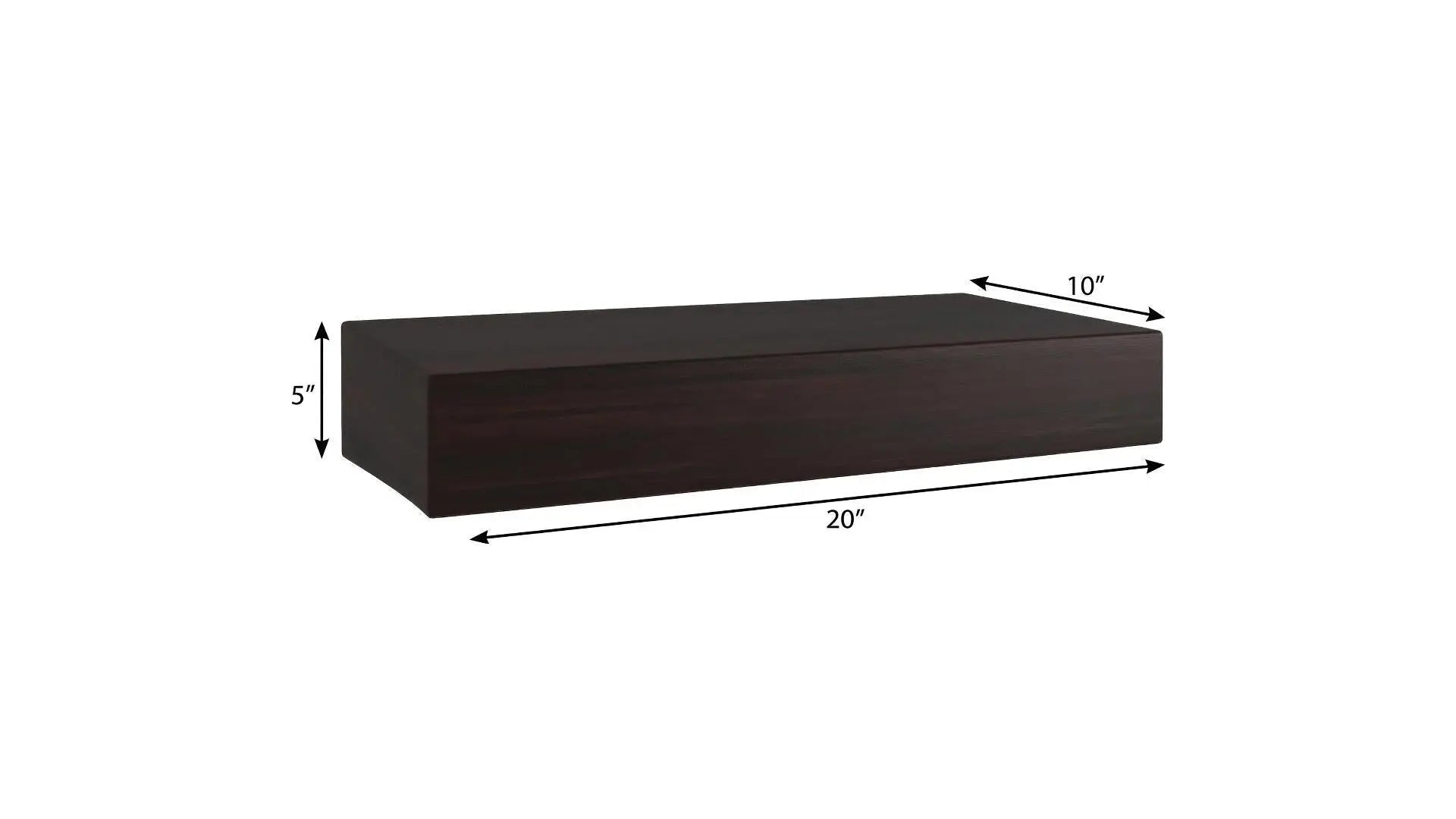 20" Espresso Wood Wall Mounted Floating Shelf Homeroots Organization
