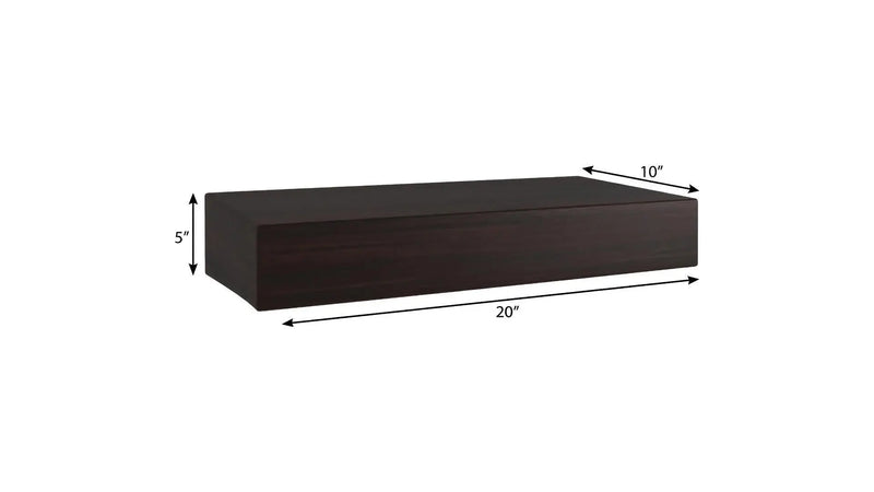 20" Espresso Wood Wall Mounted Floating Shelf Homeroots Organization