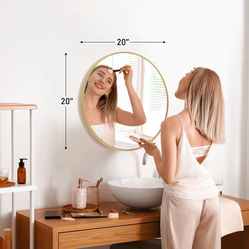 20" Gold Aluminum Round Framed Accent Mirror Homeroots Bed & Bath